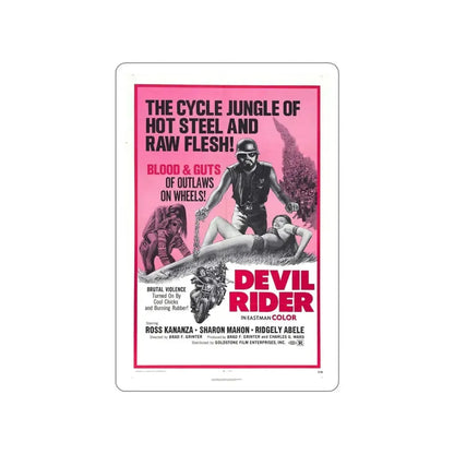 DEVIL RIDER 1970 Movie Poster STICKER Vinyl Die-Cut Decal 4 Inch - The Sticker Space