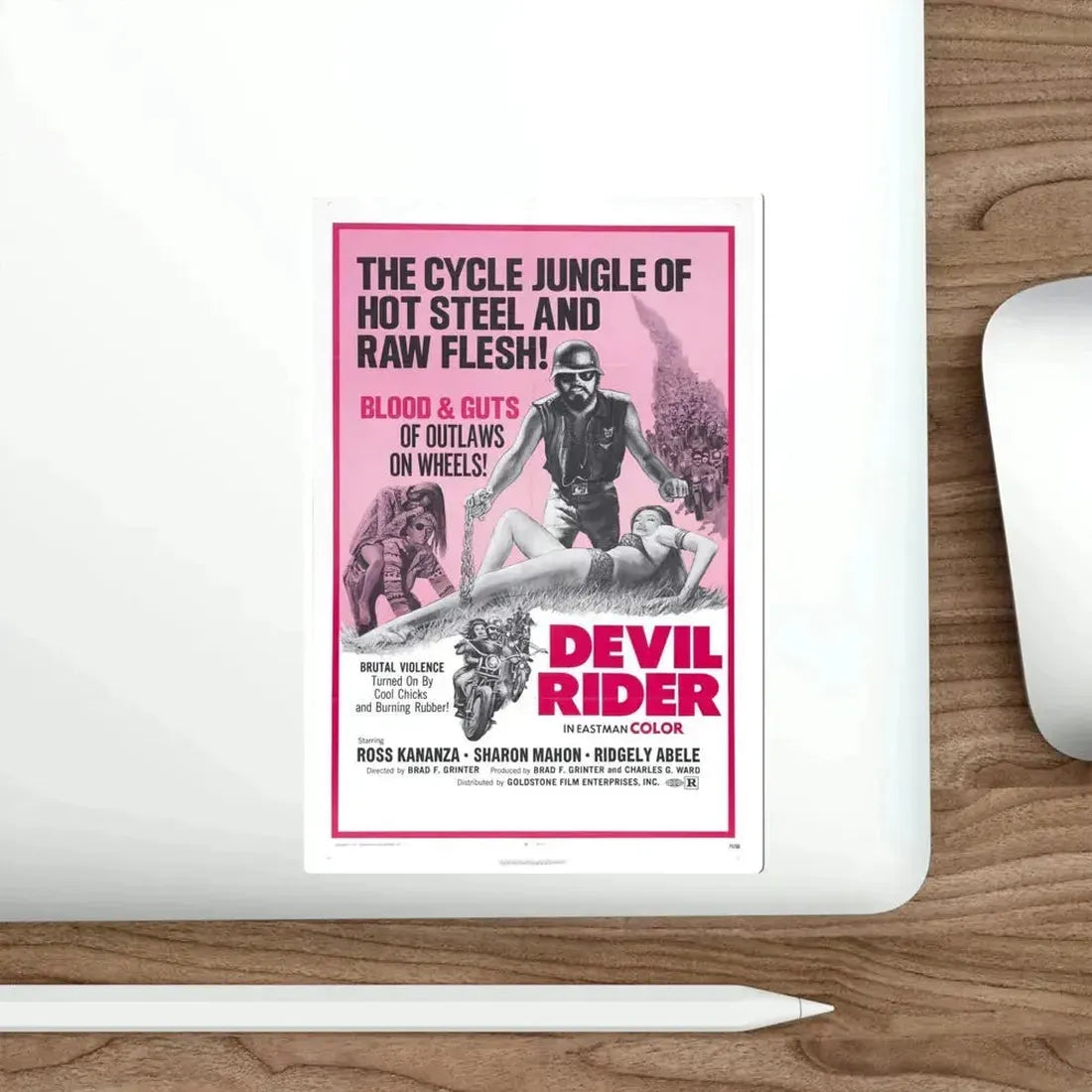 Devil Rider! 1970 Movie Poster STICKER Vinyl Die-Cut Decal - The Sticker Space