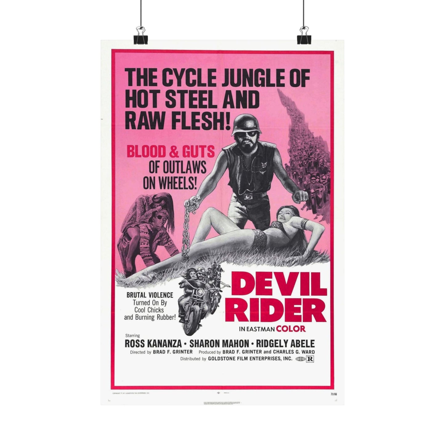 DEVIL RIDER 1970 - Paper Movie Poster-12″ x 18″-The Sticker Space