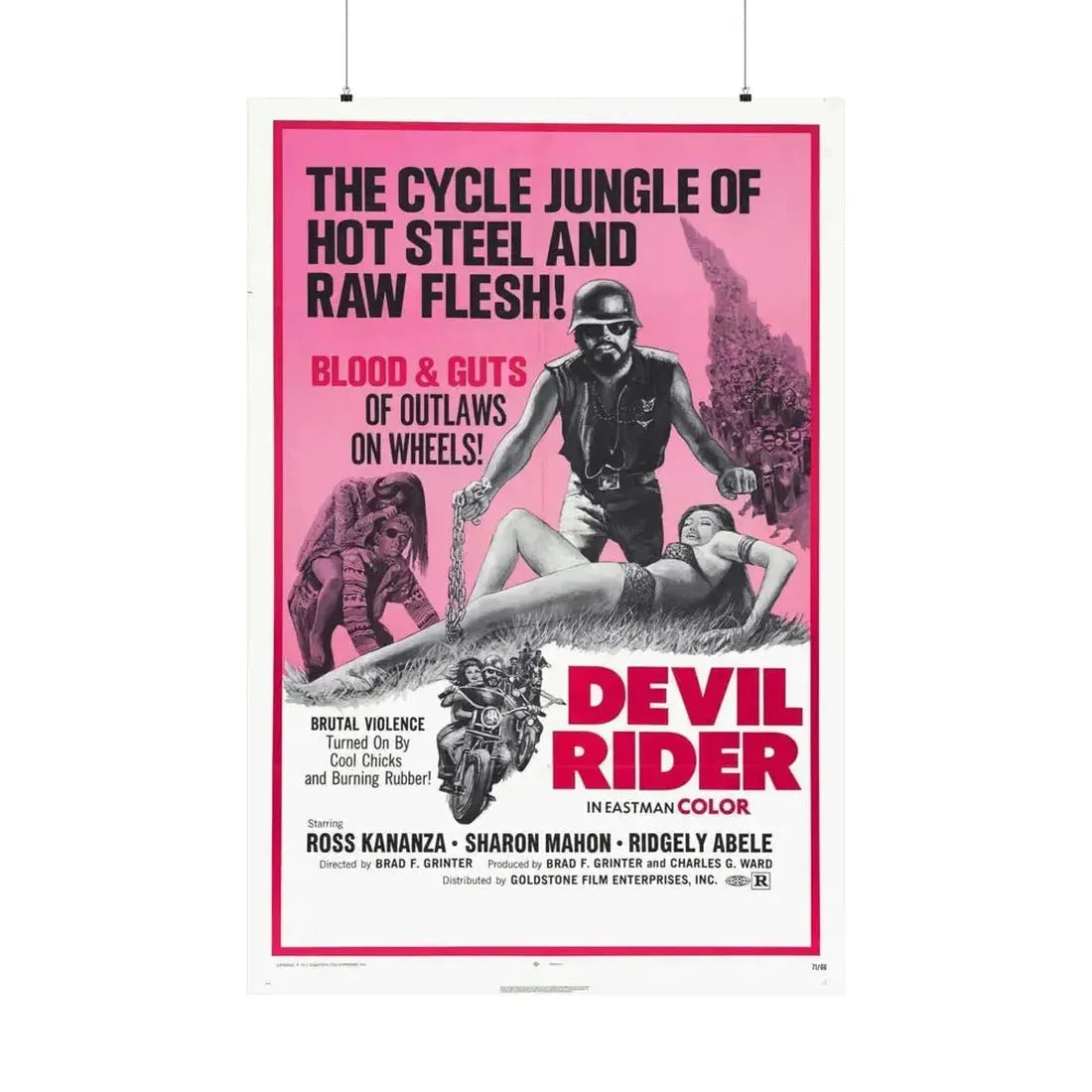DEVIL RIDER 1970 - Paper Movie Poster - The Sticker Space
