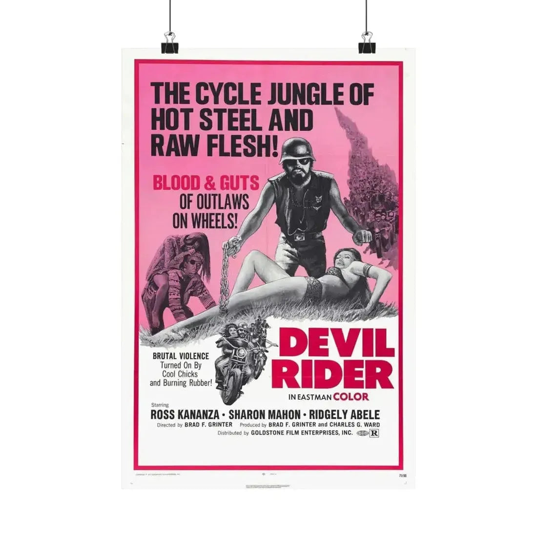 DEVIL RIDER 1970 - Paper Movie Poster - The Sticker Space