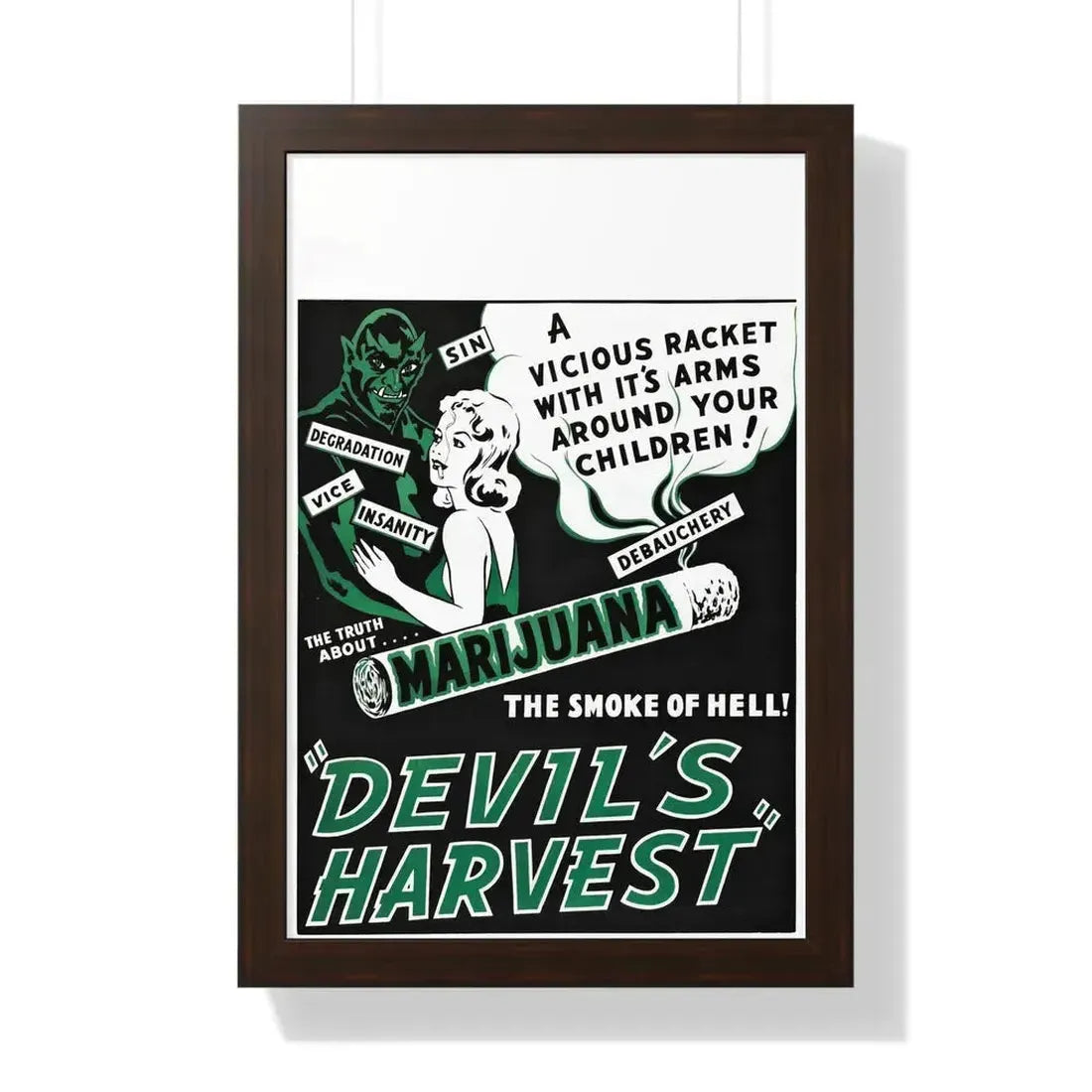 DEVIL'S HARVEST 1942 - Framed Movie Poster 16″ x 24″ Walnut - The Sticker Space