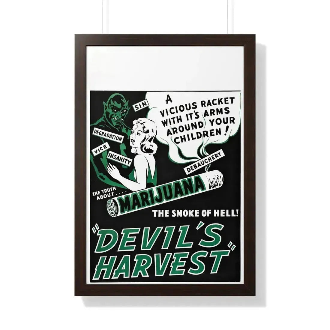 DEVIL'S HARVEST 1942 - Framed Movie Poster 20" x 30" Walnut - The Sticker Space