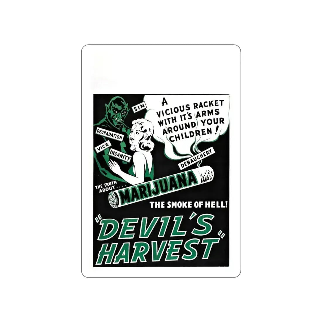 DEVIL'S HARVEST 1942 Movie Poster STICKER Vinyl Die-Cut Decal 4 Inch - The Sticker Space