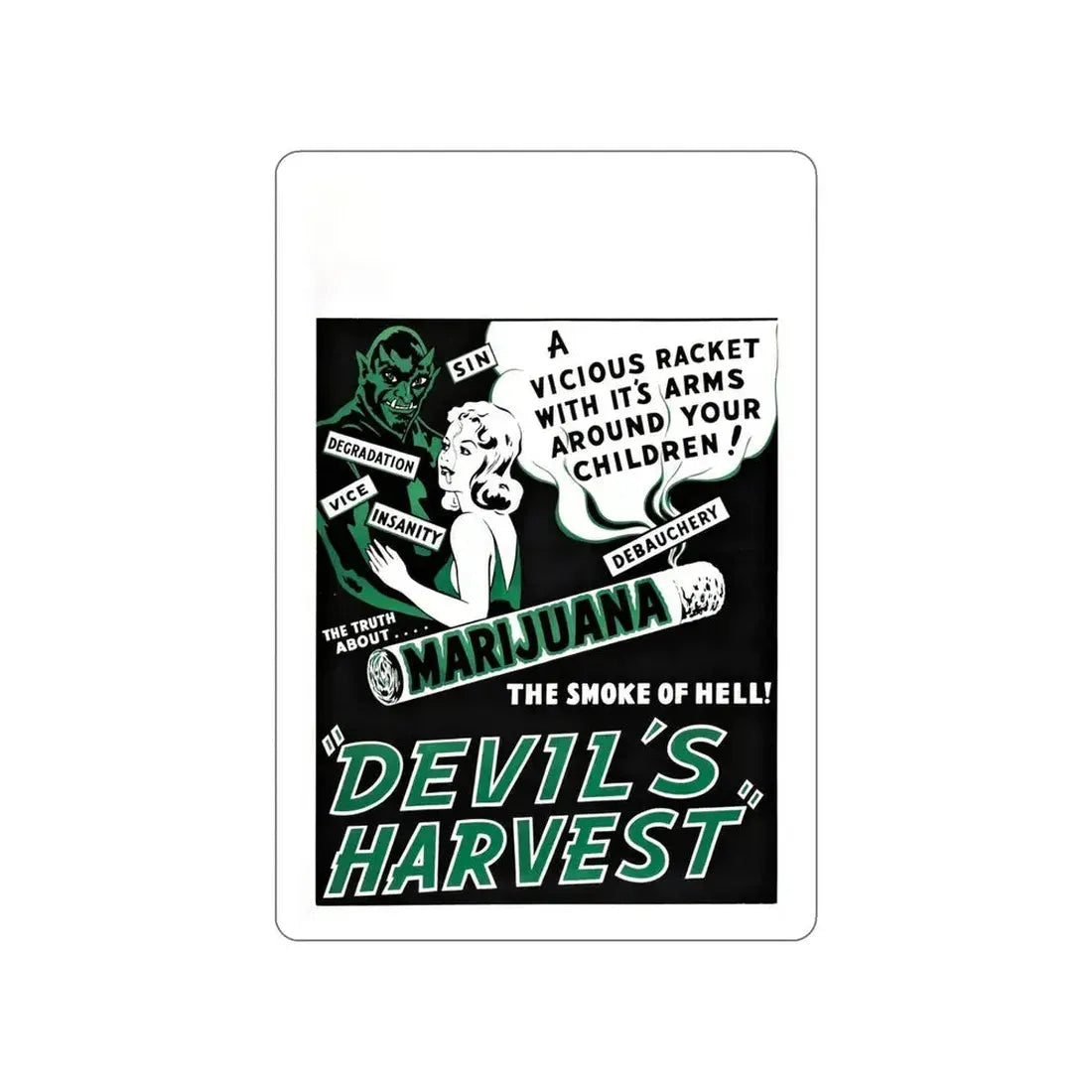 DEVIL'S HARVEST 1942 Movie Poster STICKER Vinyl Die-Cut Decal 6 Inch - The Sticker Space