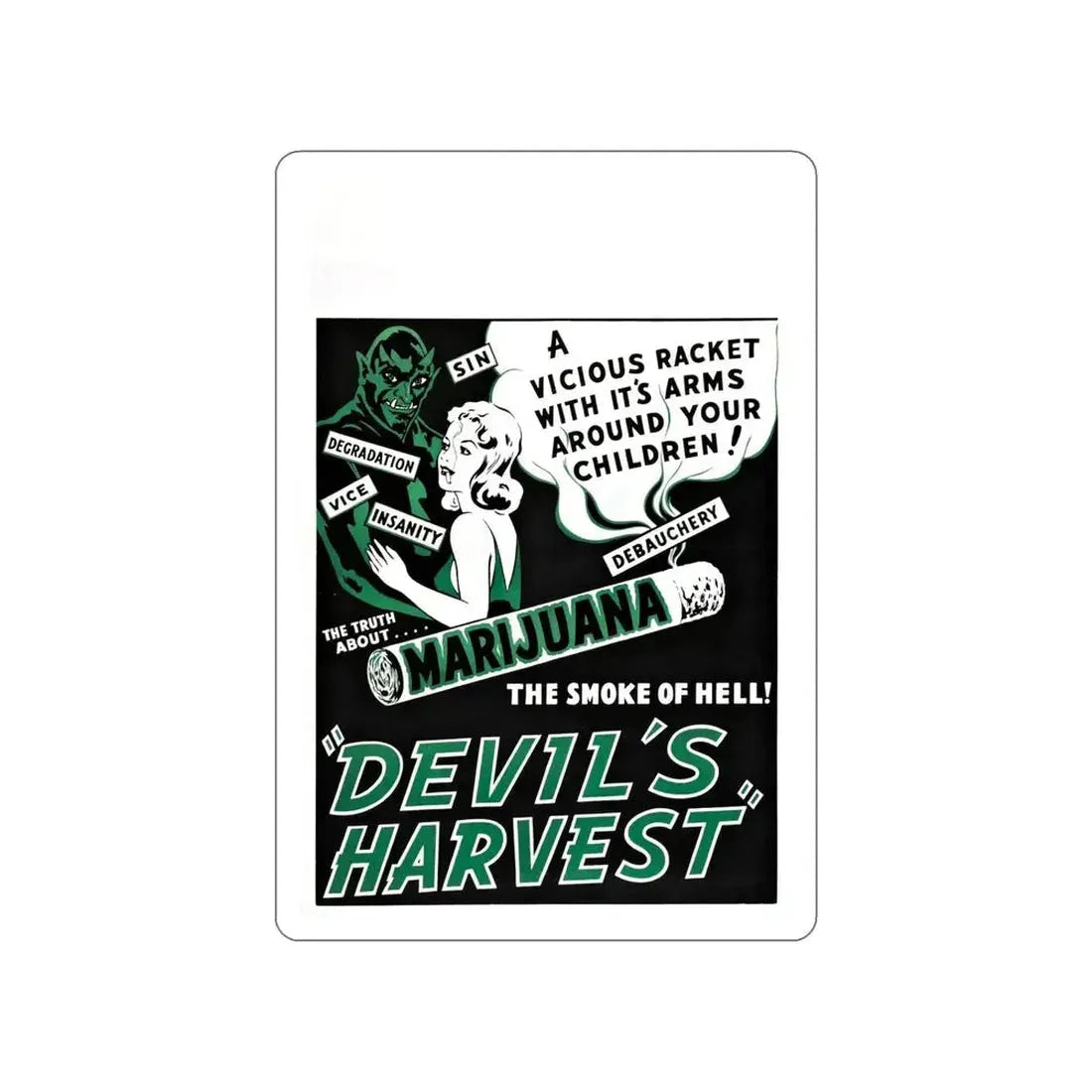 DEVIL'S HARVEST 1942 Movie Poster STICKER Vinyl Die-Cut Decal - The Sticker Space
