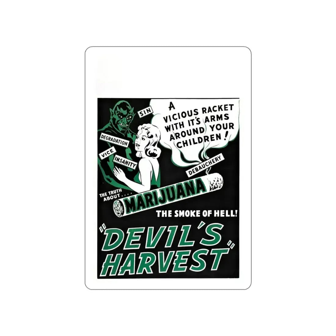 DEVIL'S HARVEST 1942 Movie Poster STICKER Vinyl Die-Cut Decal - The Sticker Space