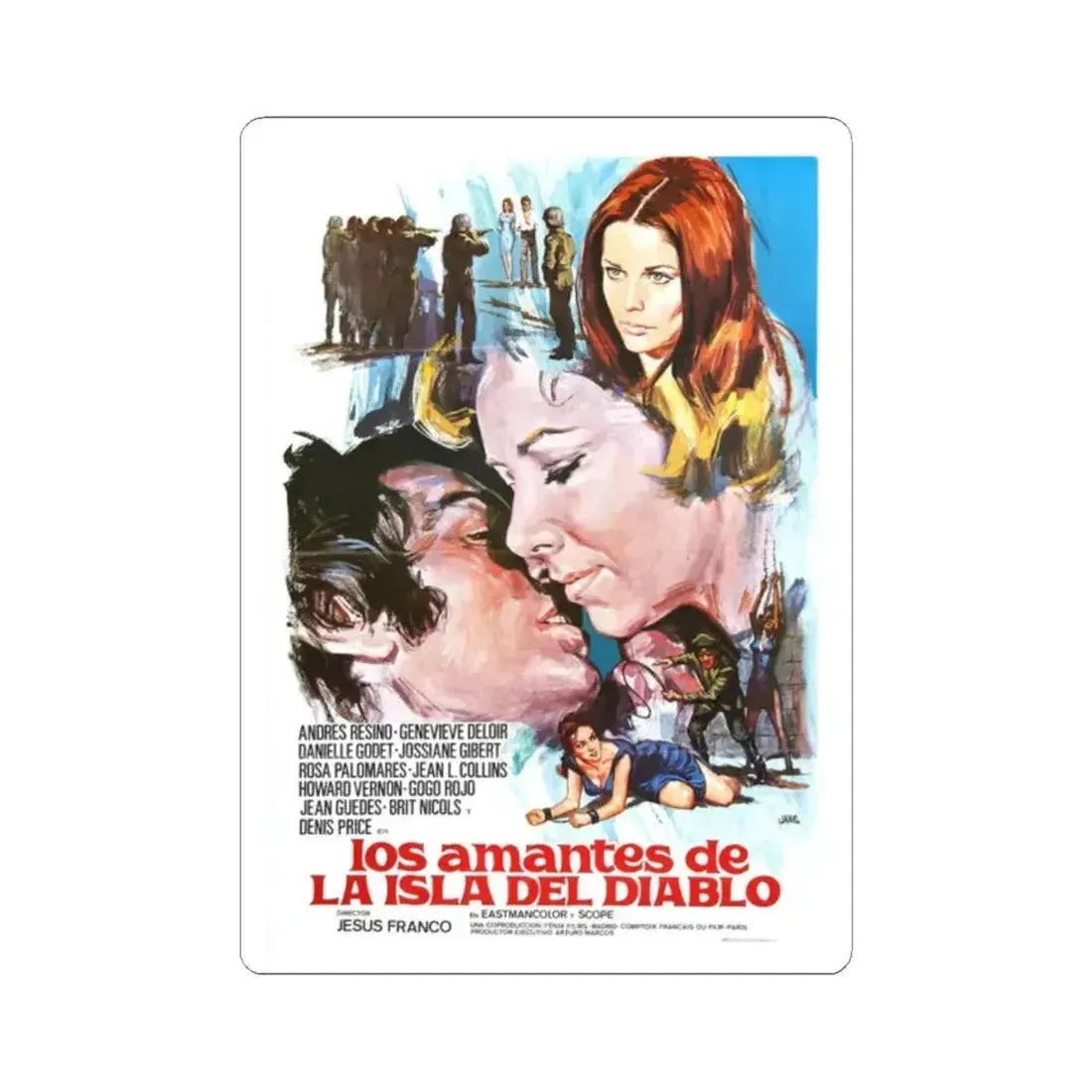 DEVIL'S ISLAND LOVERS 1973 Movie Poster - STICKER Vinyl Kiss-Cut Decal 2 Inch White - The Sticker Space