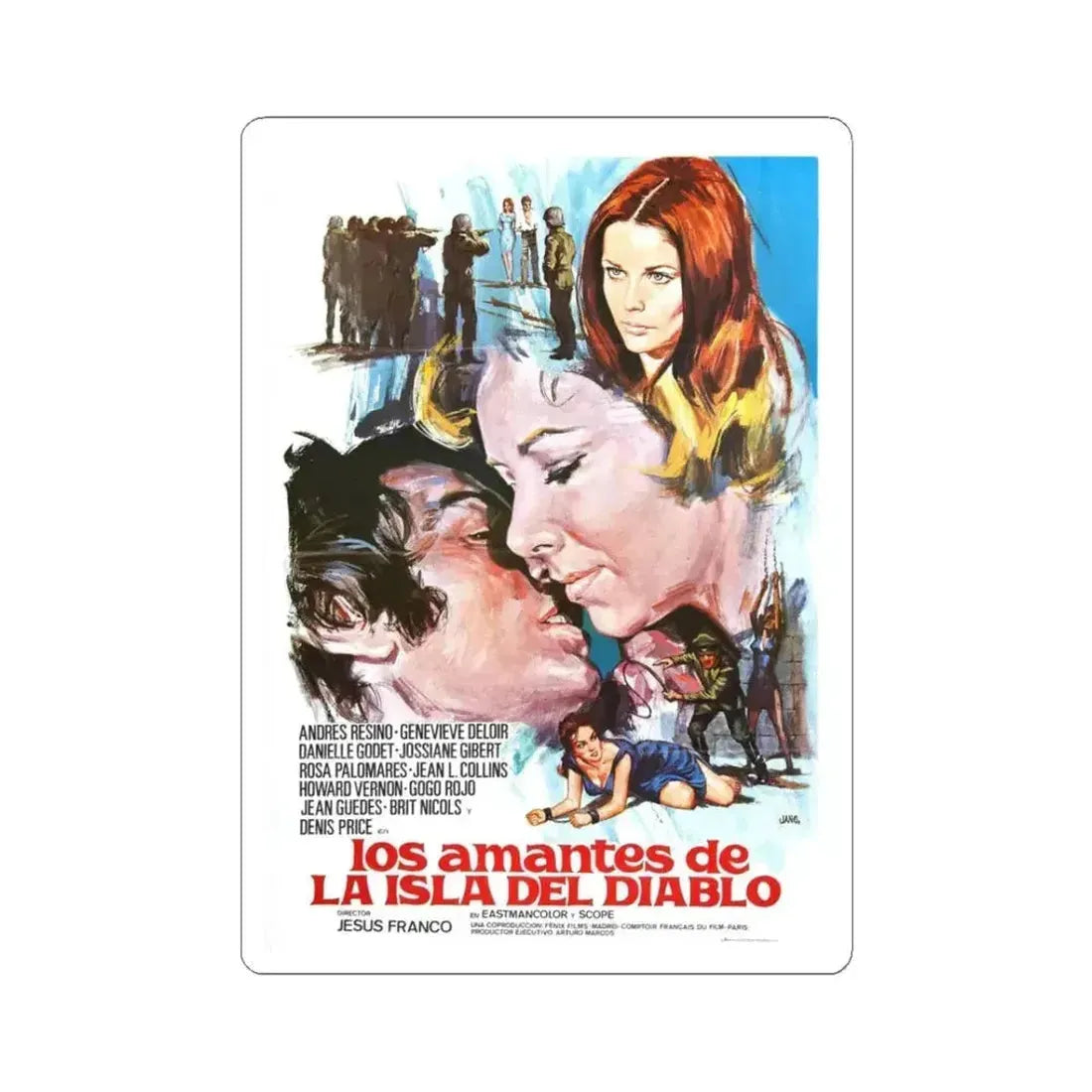 DEVIL'S ISLAND LOVERS 1973 Movie Poster - STICKER Vinyl Kiss-Cut Decal 3 Inch White - The Sticker Space