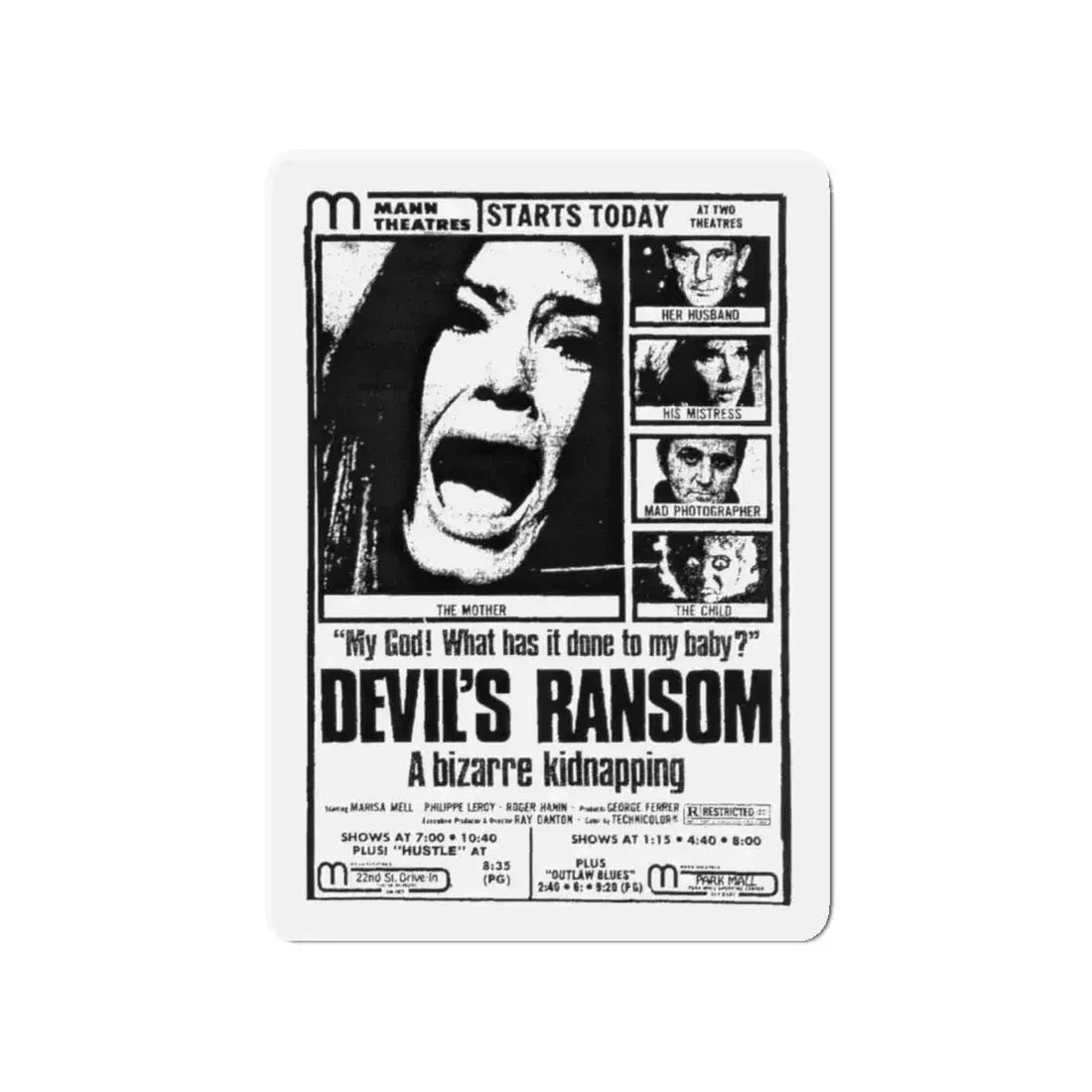 DEVIL'S RANSOM 1971 Movie Poster - Refrigerator Magnet 4 Inch - The Sticker Space