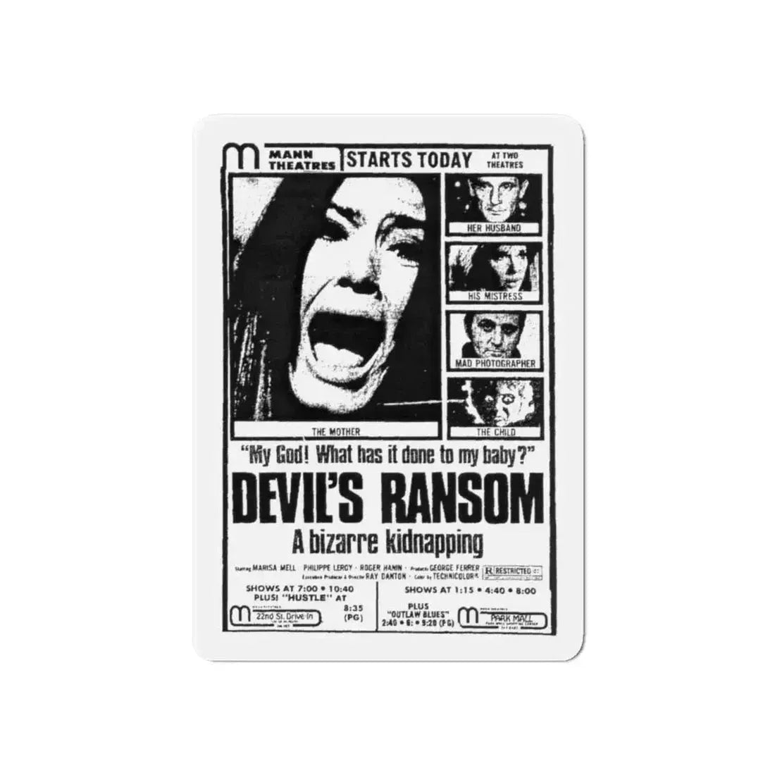 DEVIL'S RANSOM 1971 Movie Poster - Refrigerator Magnet 6 Inch - The Sticker Space
