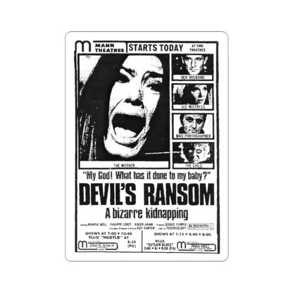 DEVIL'S RANSOM 1971 Movie Poster - STICKER Vinyl Kiss-Cut Decal 3 Inch White - The Sticker Space