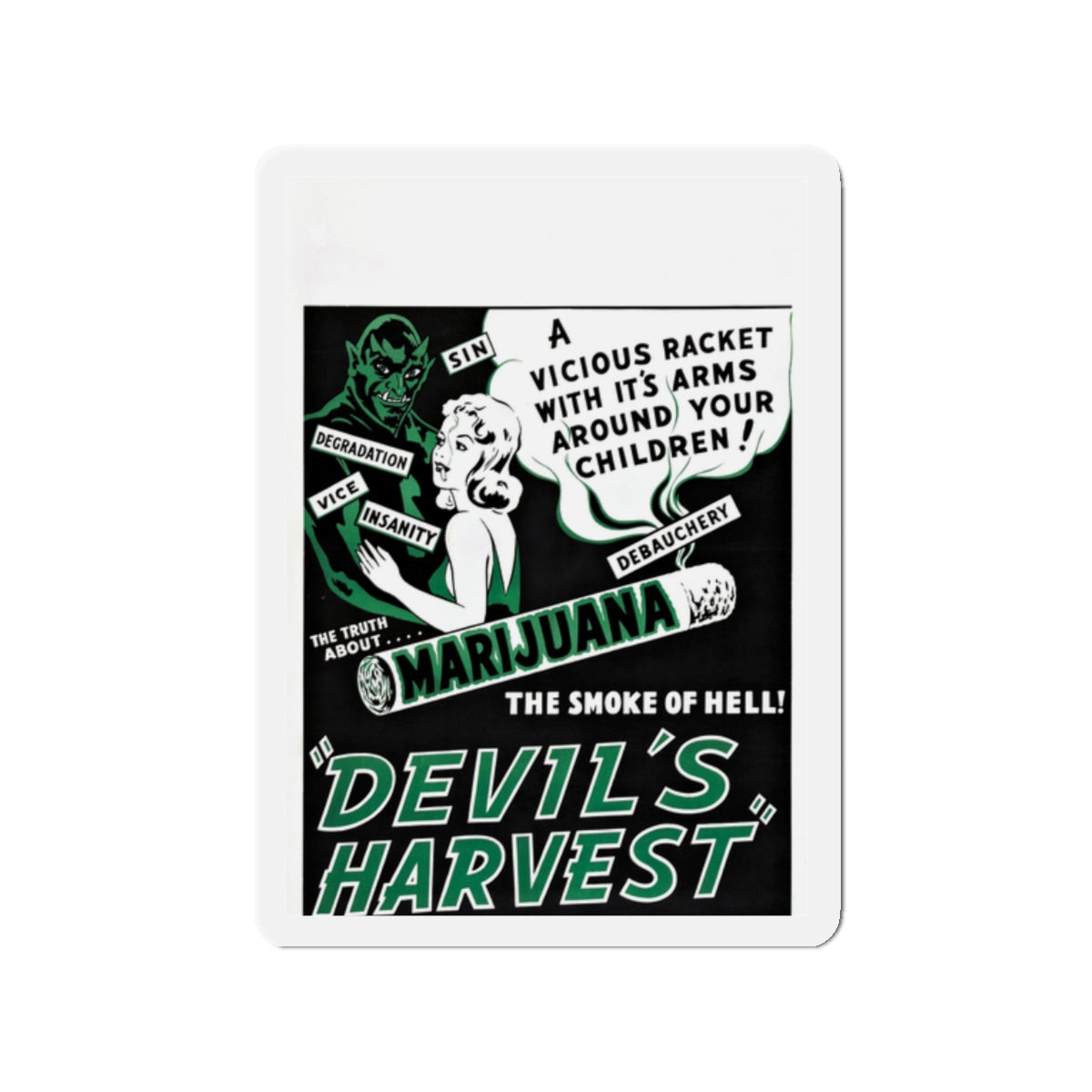 DEVIL'S HARVEST 1942 Movie Poster - Die-Cut Magnet-2" x 2"-The Sticker Space