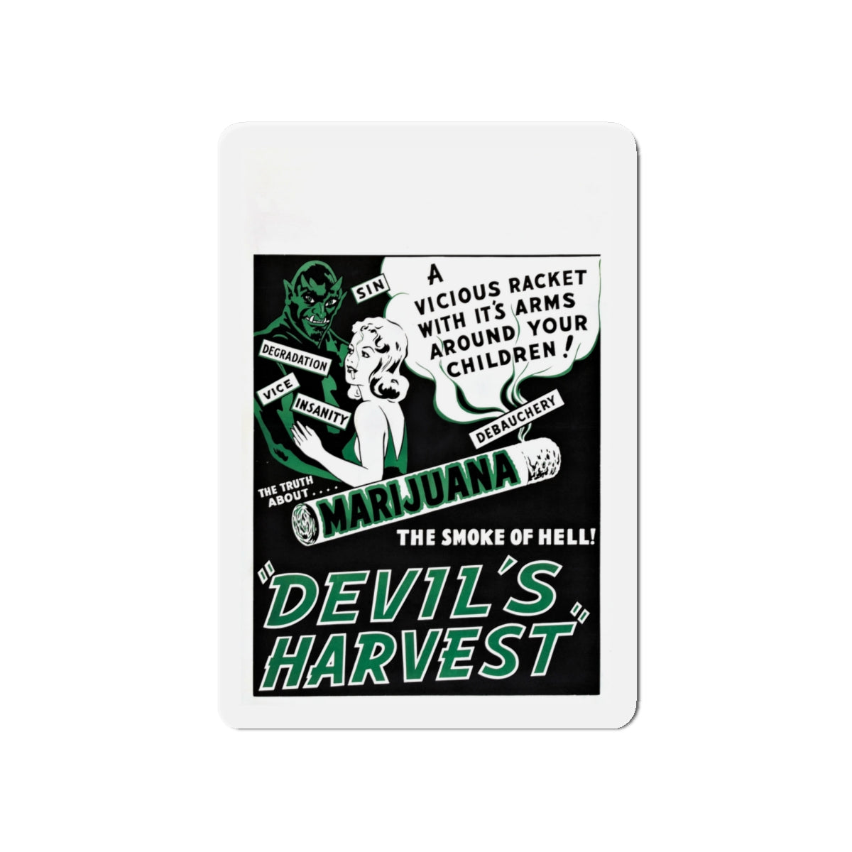 DEVIL'S HARVEST 1942 Movie Poster - Die-Cut Magnet-5" x 5"-The Sticker Space