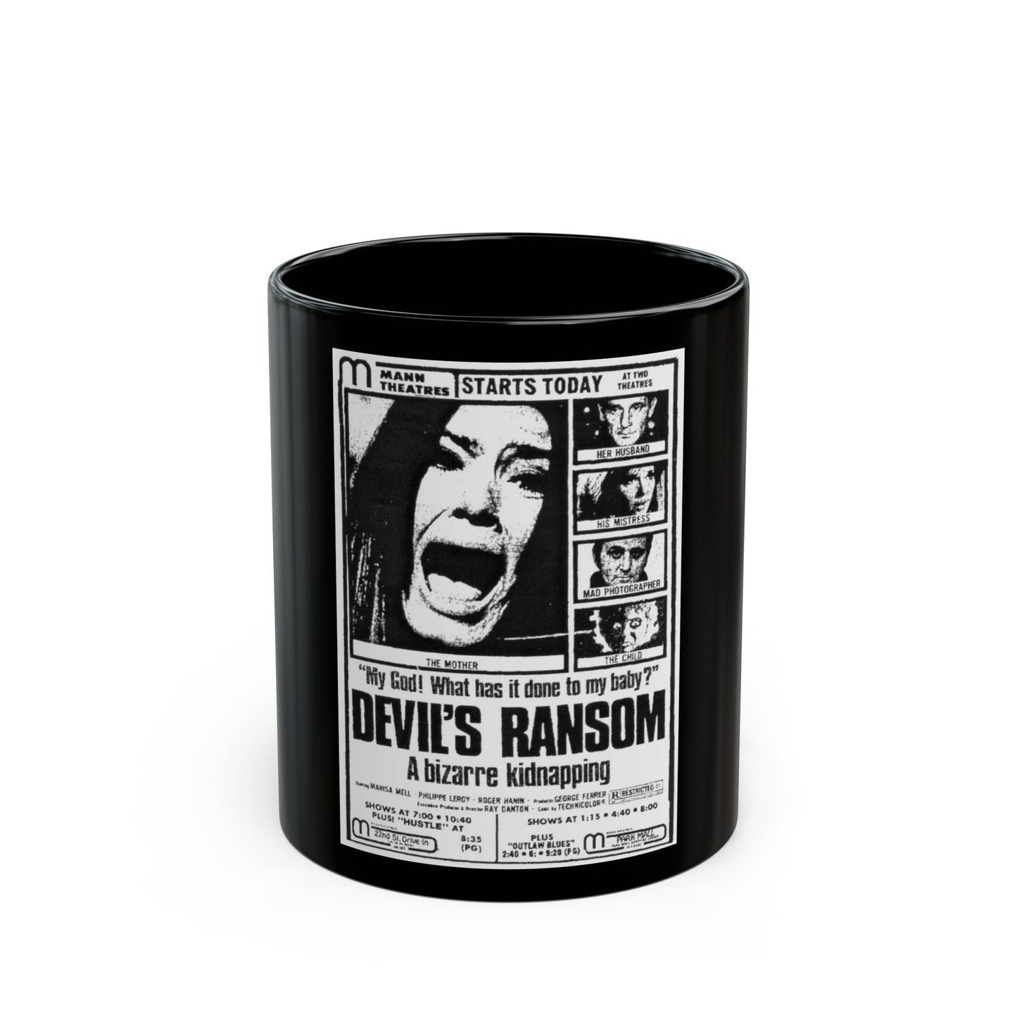 DEVIL'S RANSOM 1971 Movie Poster - Black Coffee Mug-11oz-The Sticker Space