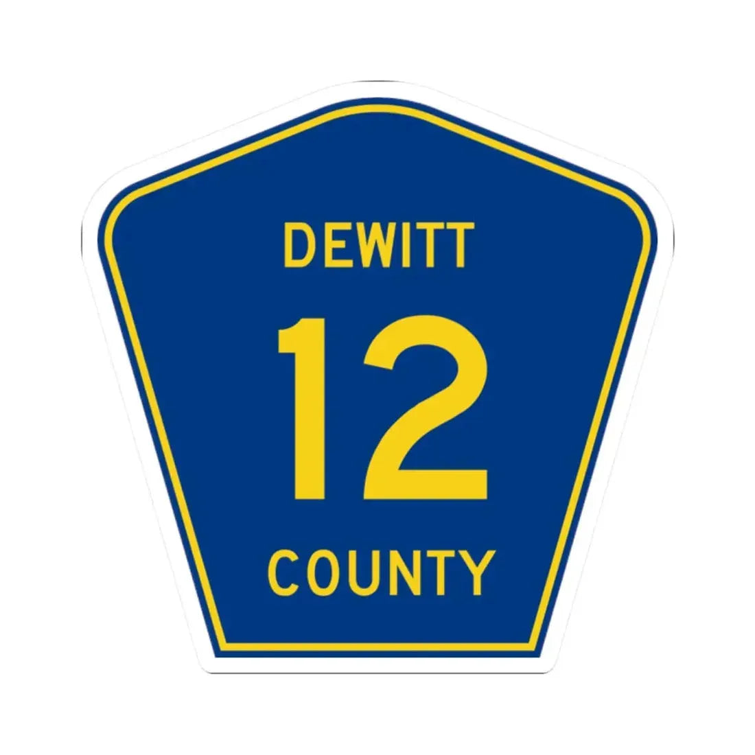 Dewitt County 12 (Illinois) (Road Sign) STICKER Vinyl Kiss-Cut Decal 2 Inch White - The Sticker Space
