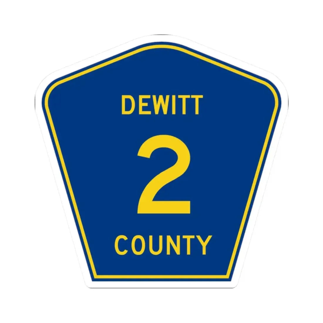 Dewitt County 2 (Illinois) (Road Sign) STICKER Vinyl Kiss-Cut Decal 2 Inch White - The Sticker Space