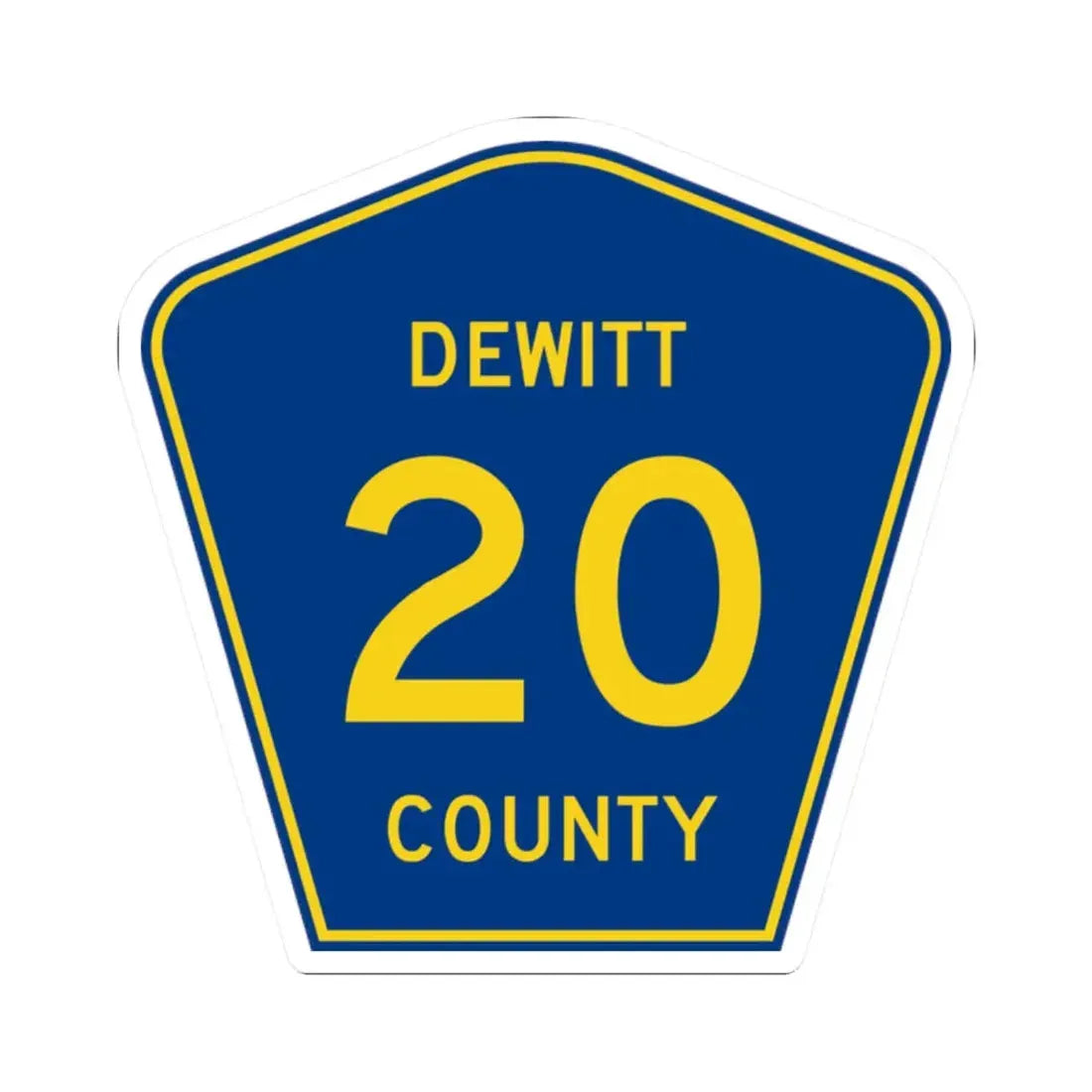 Dewitt County 20 (Illinois) (Road Sign) STICKER Vinyl Kiss-Cut Decal 2 Inch White - The Sticker Space