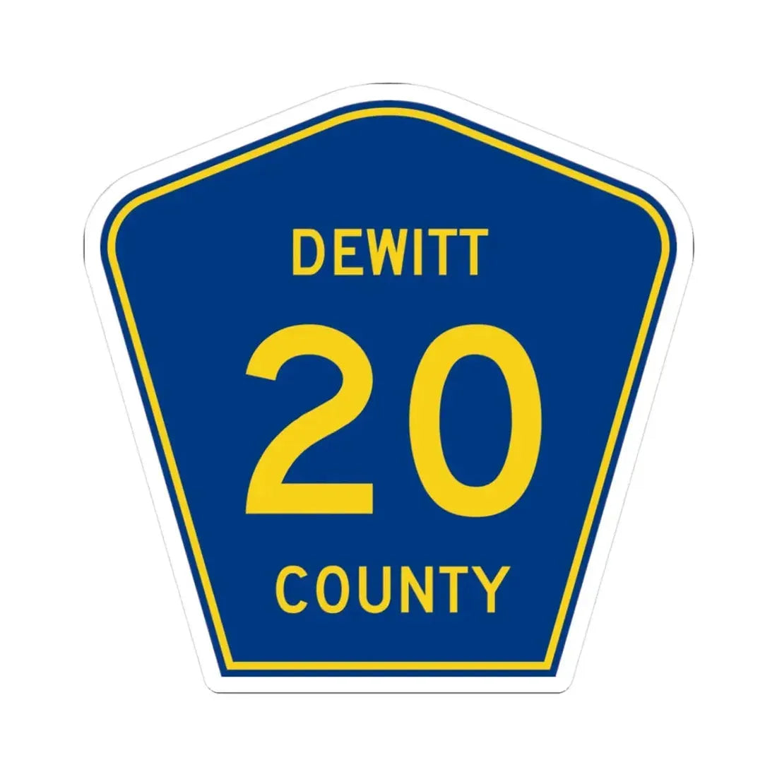Dewitt County 20 (Illinois) (Road Sign) STICKER Vinyl Kiss-Cut Decal 3 Inch White - The Sticker Space