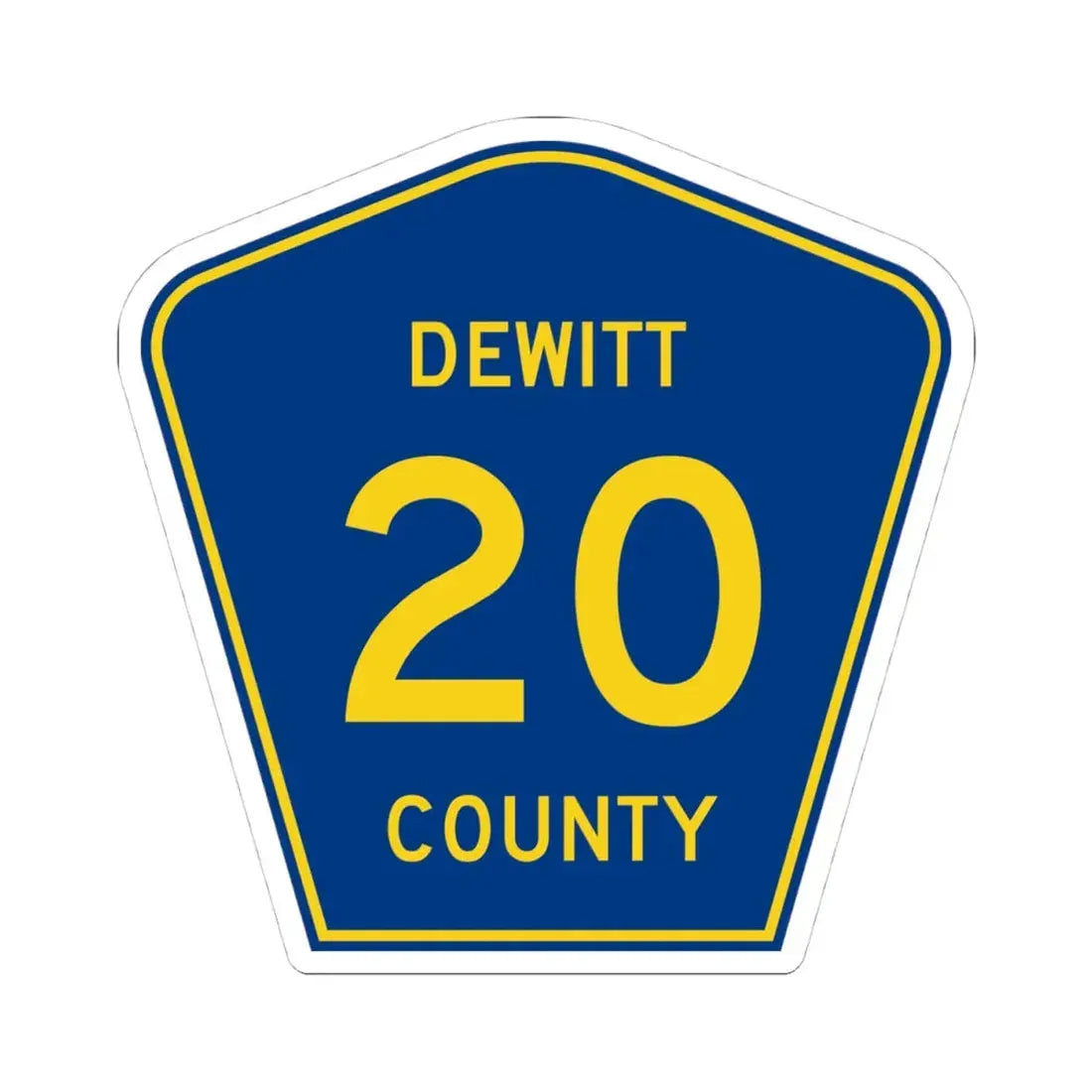 Dewitt County 20 (Illinois) (Road Sign) STICKER Vinyl Kiss-Cut Decal 4 Inch White - The Sticker Space