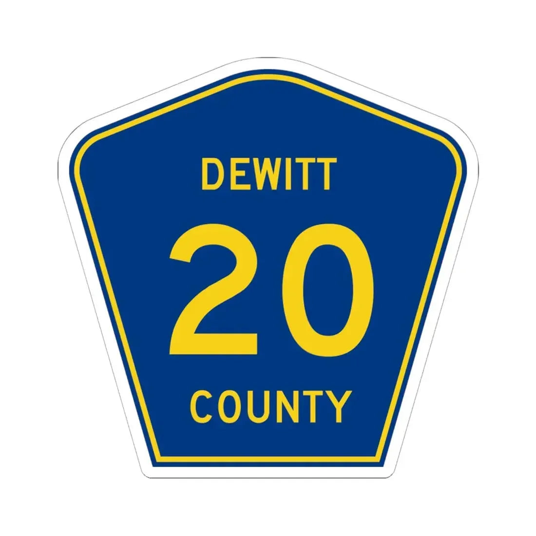 Dewitt County 20 (Illinois) (Road Sign) STICKER Vinyl Kiss-Cut Decal 6 Inch White - The Sticker Space