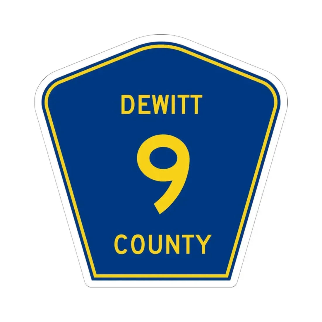 Dewitt County 9 (Illinois) (Road Sign) STICKER Vinyl Kiss-Cut Decal 6 Inch White - The Sticker Space