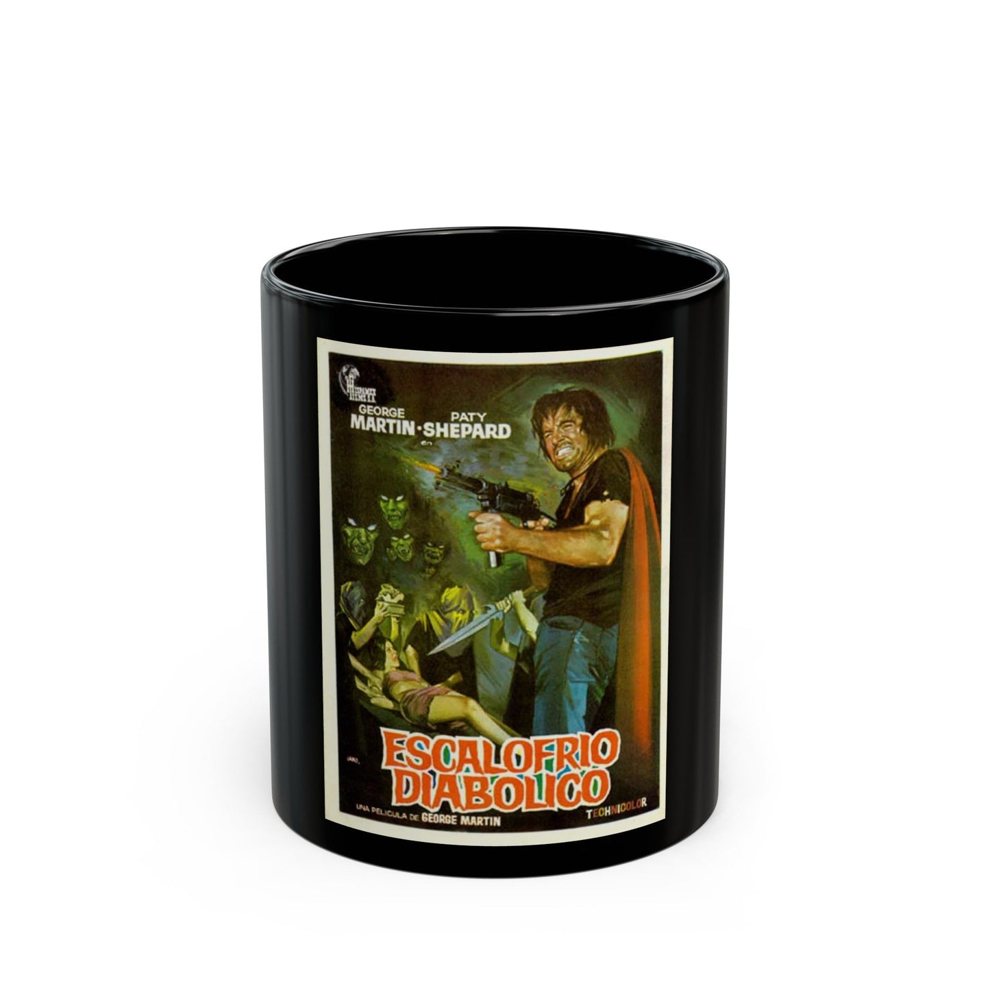 DIABOLICAL SHUDDER 1972 Movie Poster - Black Coffee Mug-11oz-The Sticker Space