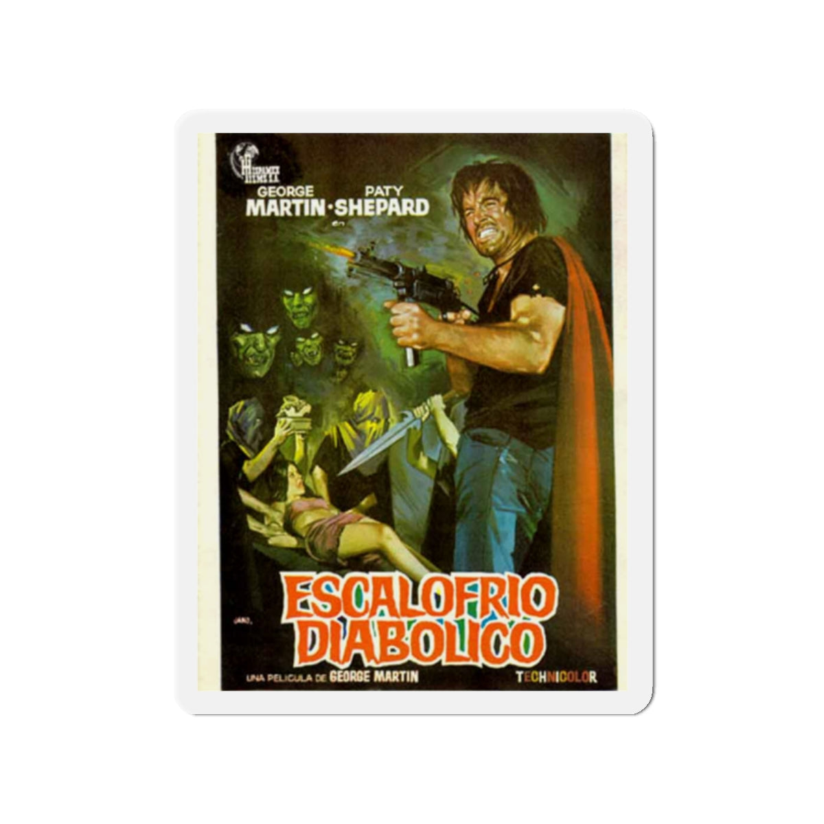 DIABOLICAL SHUDDER 1972 Movie Poster - Die-Cut Magnet-2" x 2"-The Sticker Space