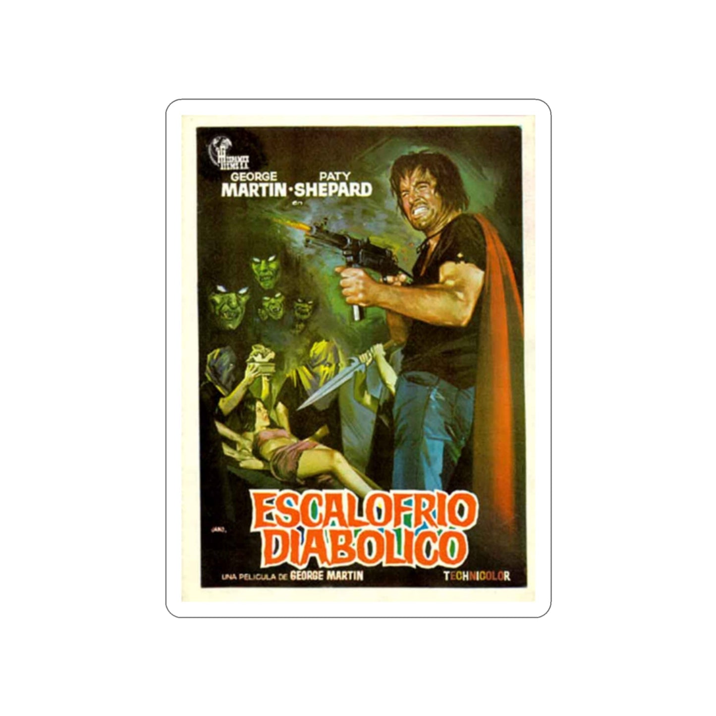 DIABOLICAL SHUDDER 1972 Movie Poster STICKER Vinyl Die-Cut Decal-2 Inch-The Sticker Space