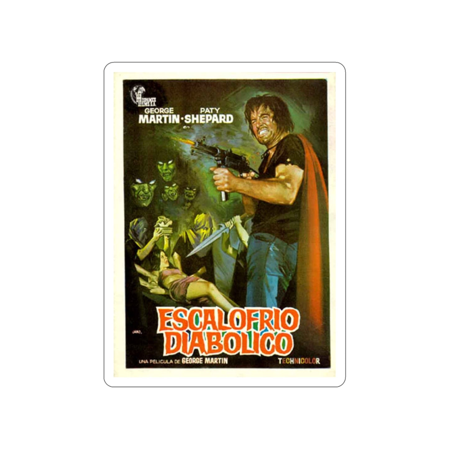 DIABOLICAL SHUDDER 1972 Movie Poster STICKER Vinyl Die-Cut Decal-3 Inch-The Sticker Space