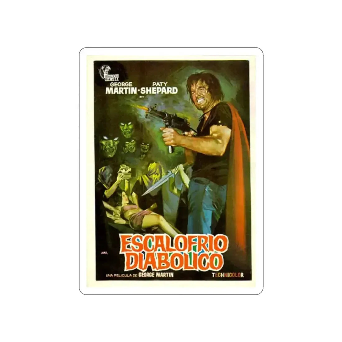 DIABOLICAL SHUDDER 1972 Movie Poster STICKER Vinyl Die-Cut Decal - The Sticker Space