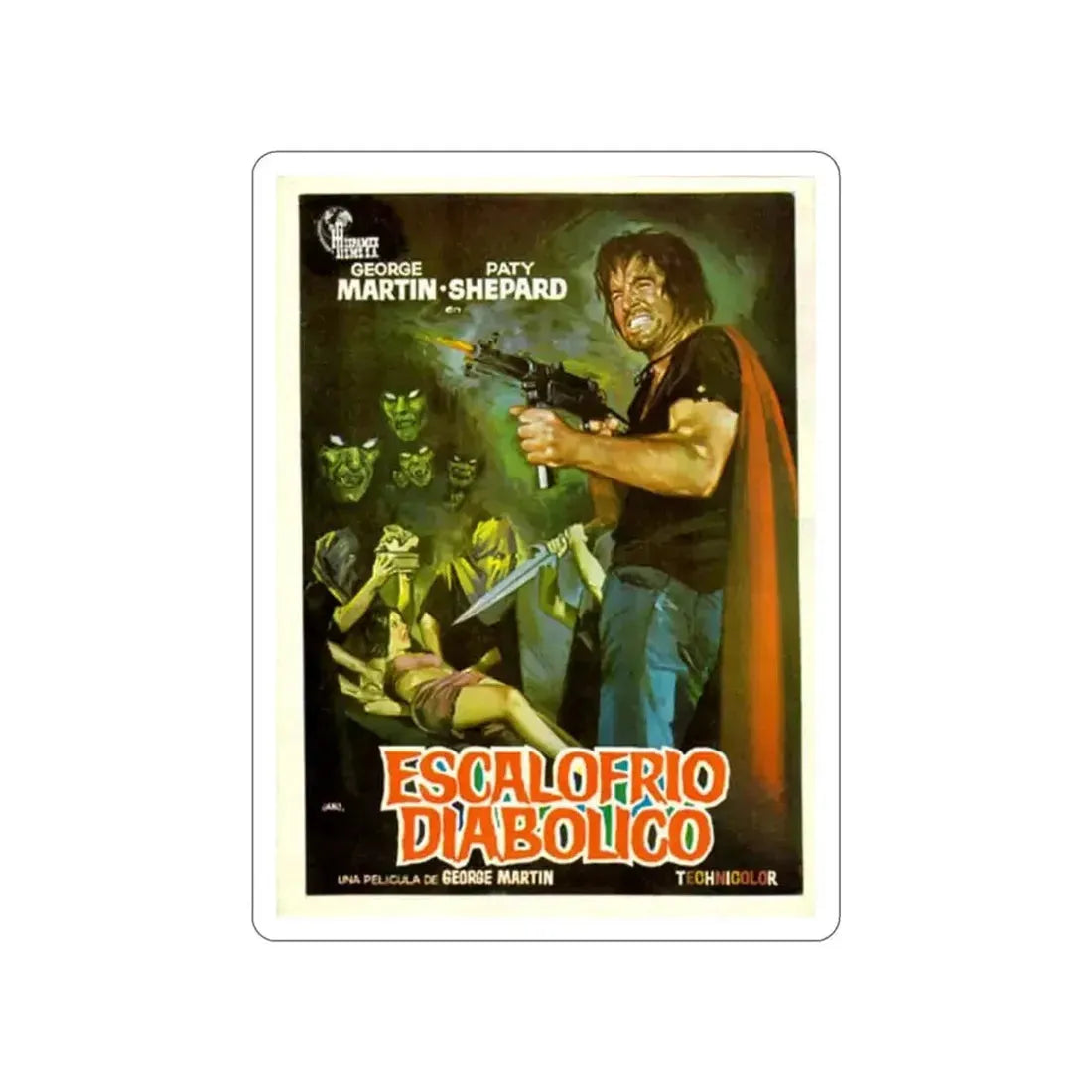DIABOLICAL SHUDDER 1972 Movie Poster STICKER Vinyl Die-Cut Decal - The Sticker Space