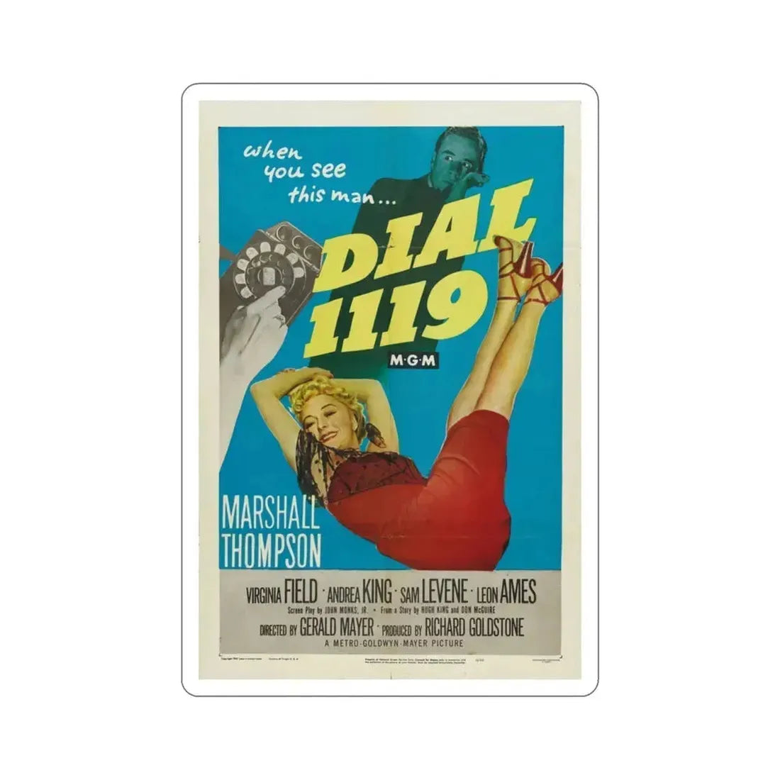 Dial 1119 1950 Movie Poster STICKER Vinyl Die-Cut Decal 3 Inch - The Sticker Space