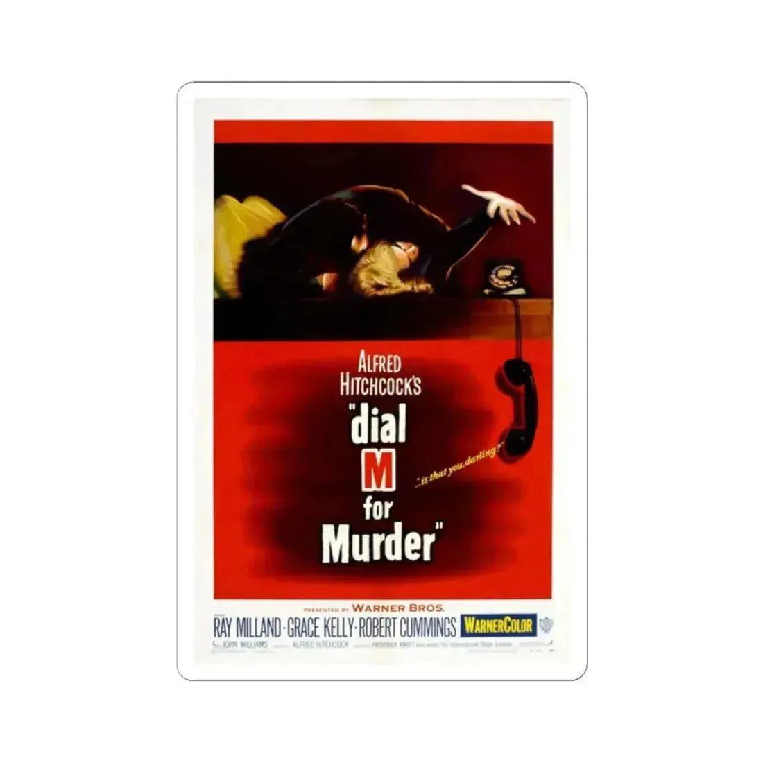 Dial M for Murder 1954 Movie Poster - STICKER Vinyl Kiss-Cut Decal 2 Inch White - The Sticker Space