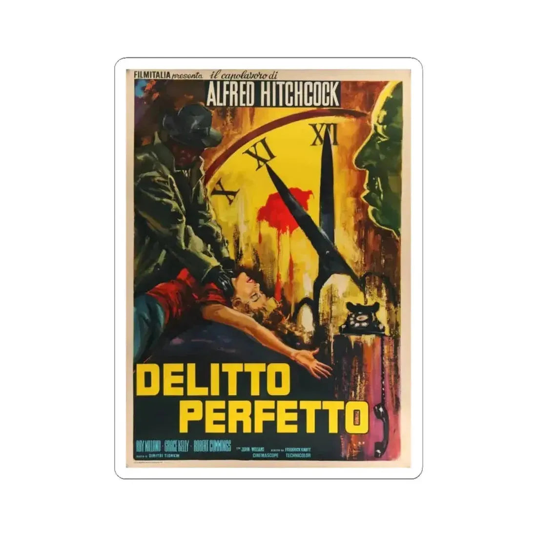 DIAL M FOR MURDER (ITALIAN) 1954 Movie Poster - STICKER Vinyl Kiss-Cut Decal 4 Inch White - The Sticker Space