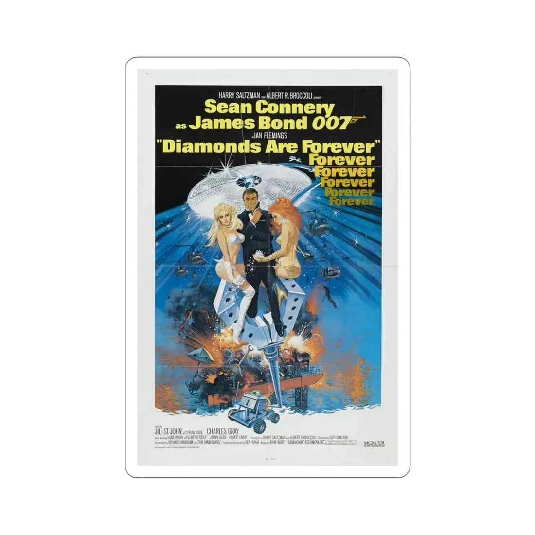 Diamonds are Forever 1971 Movie Poster STICKER Vinyl Die-Cut Decal 4 Inch - The Sticker Space