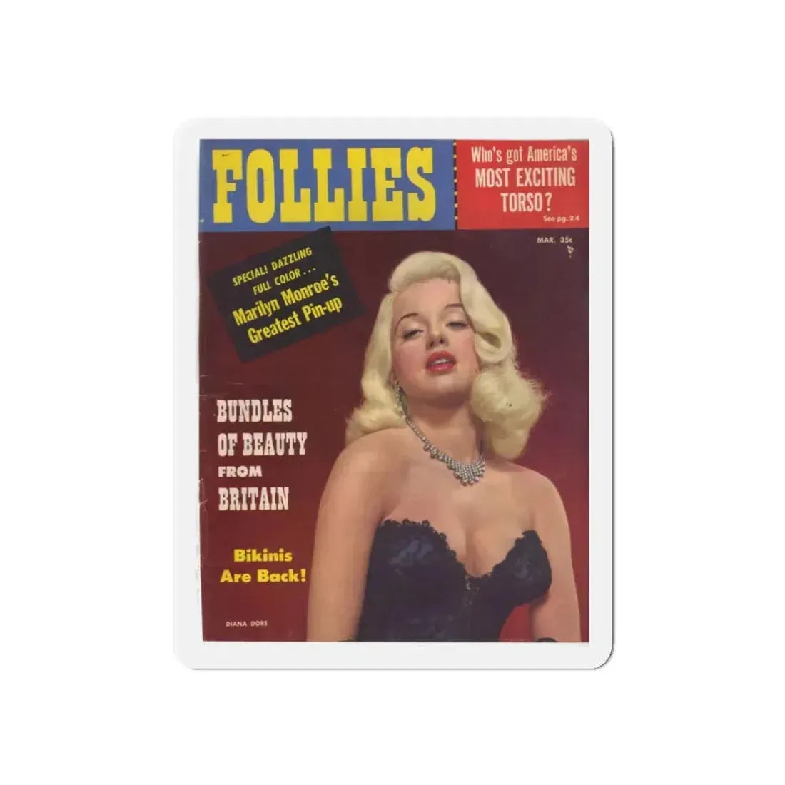 Diana Dors #129 - Mag. Cover (Vintage Female Icon) Refrigerator Magnet 3 Inch Die-Cut - The Sticker Space