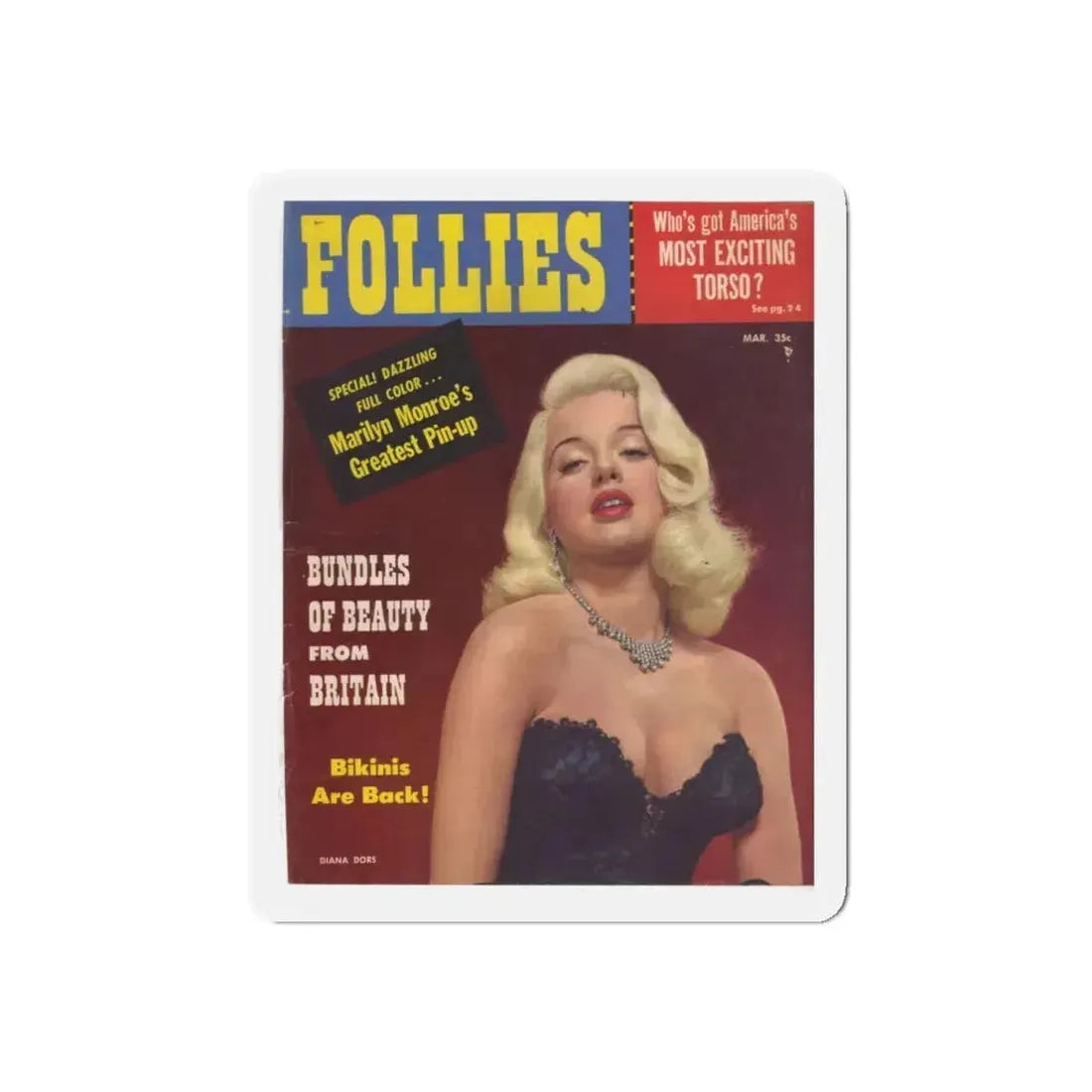 Diana Dors #129 - Mag. Cover (Vintage Female Icon) Refrigerator Magnet 4 Inch Die-Cut - The Sticker Space