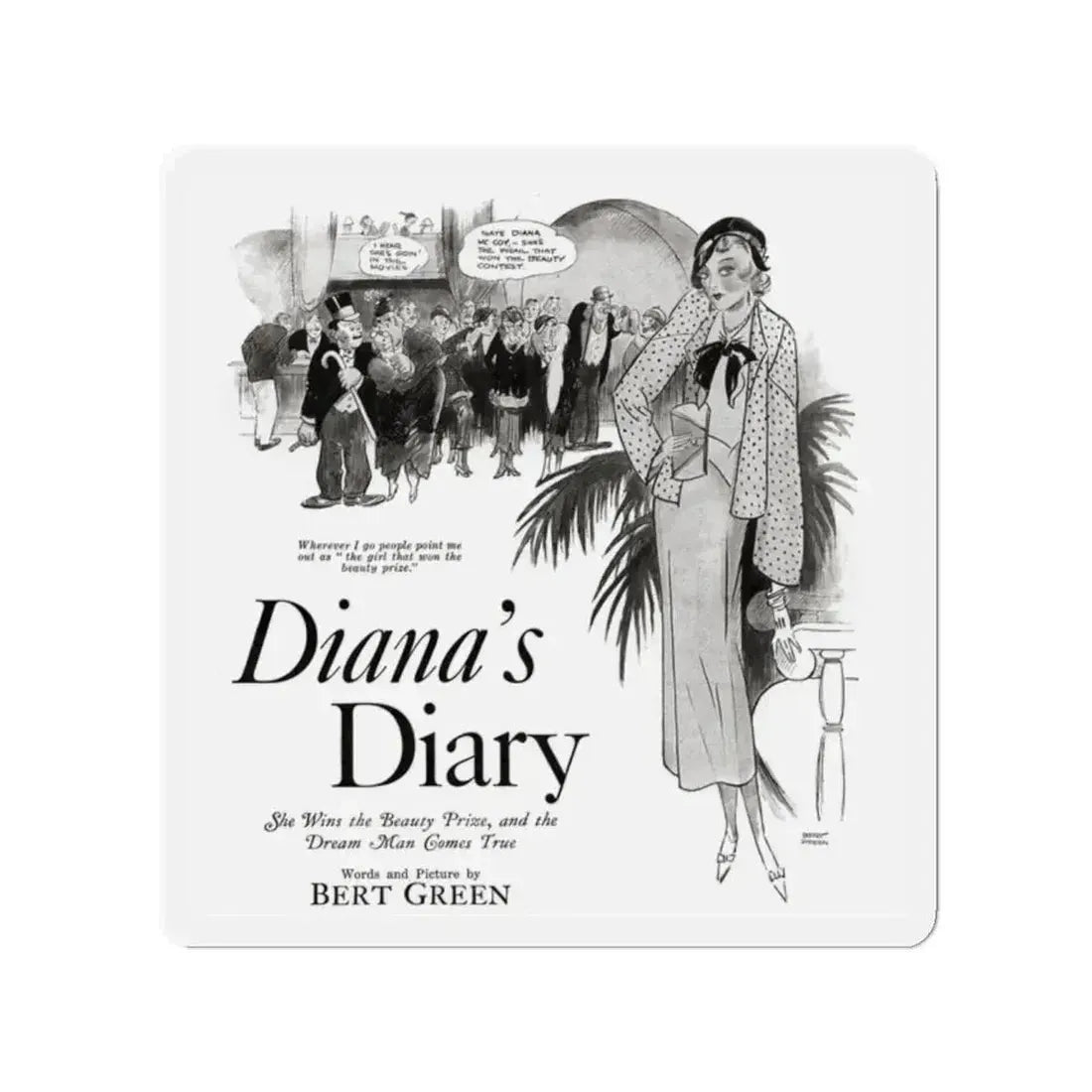 Diana's Diary, Liberty magazine, August 6, 1932 (Magazine Illustration) Refrigerator Magnet - The Sticker Space