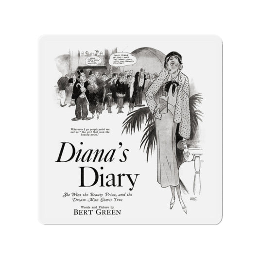 Diana's Diary, Liberty magazine, August 6, 1932 (Magazine Illustration) Refrigerator Magnet-2" x 2"-The Sticker Space