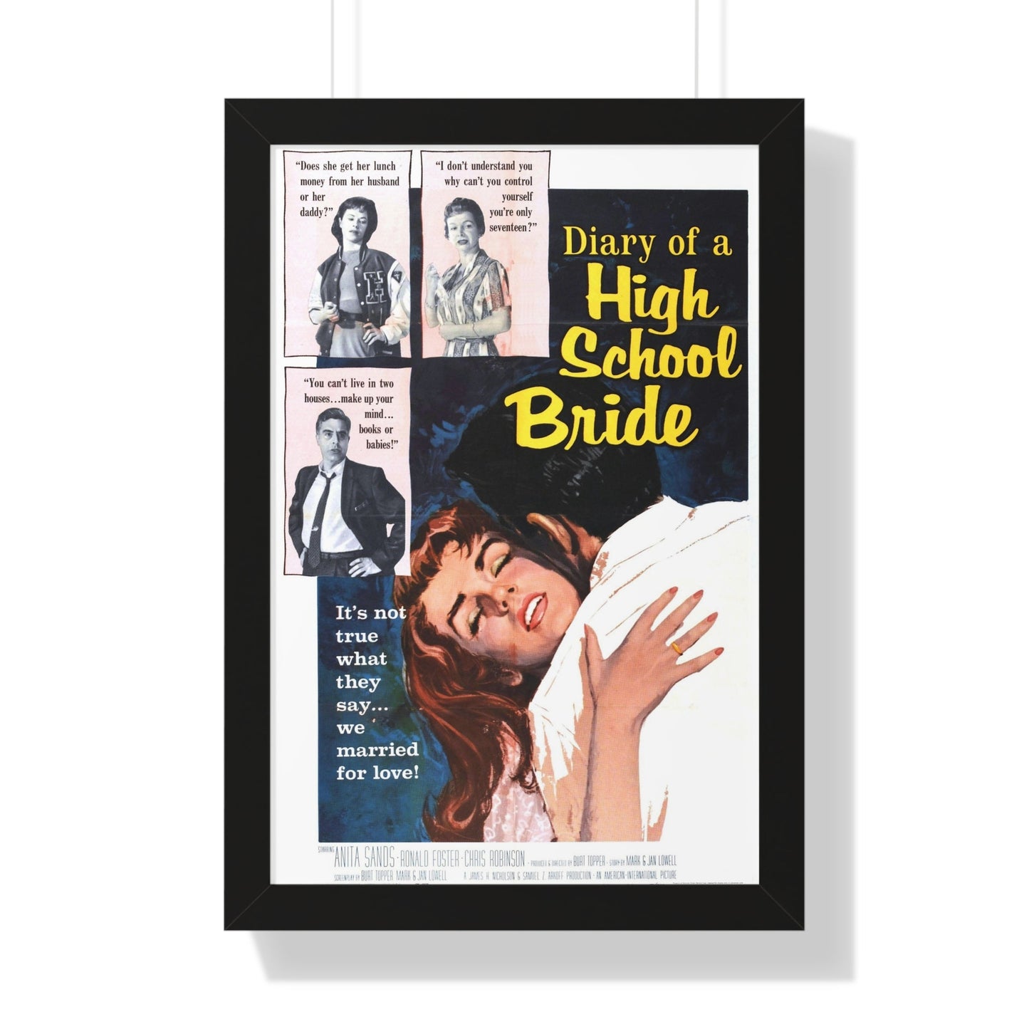 DIARY OF A HIGH SCHOOL BRIDE 1959 - Framed Movie Poster-16″ x 24″-The Sticker Space