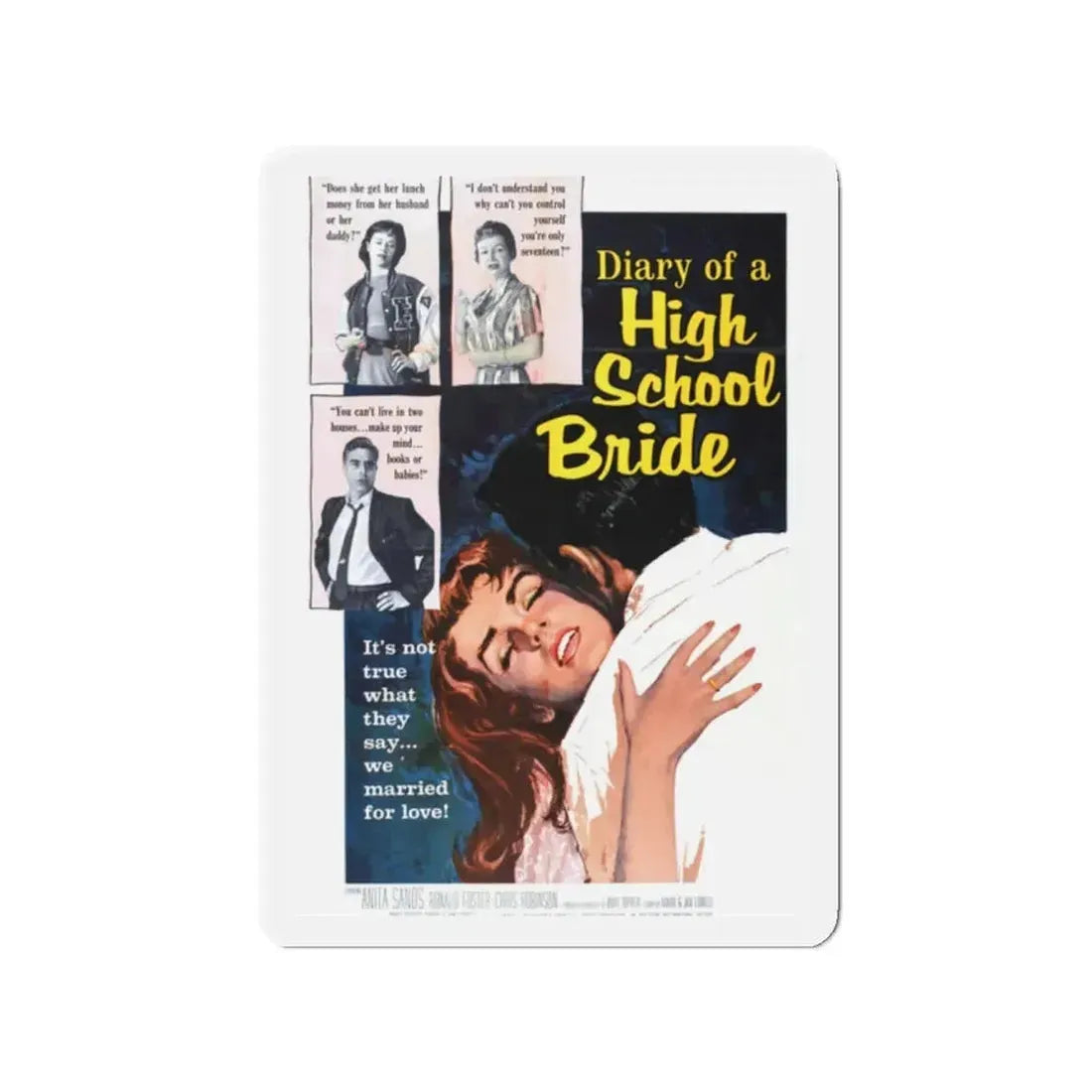 DIARY OF A HIGH SCHOOL BRIDE 1959 Movie Poster - Refrigerator Magnet 2 Inch - The Sticker Space