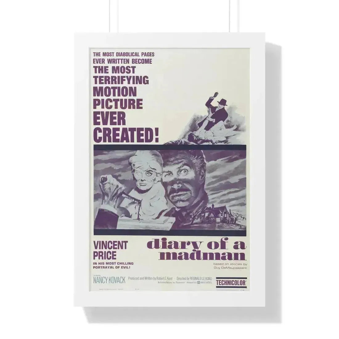 DIARY OF A MADMAN 1963 - Framed Movie Poster 16″ x 24″ White - The Sticker Space