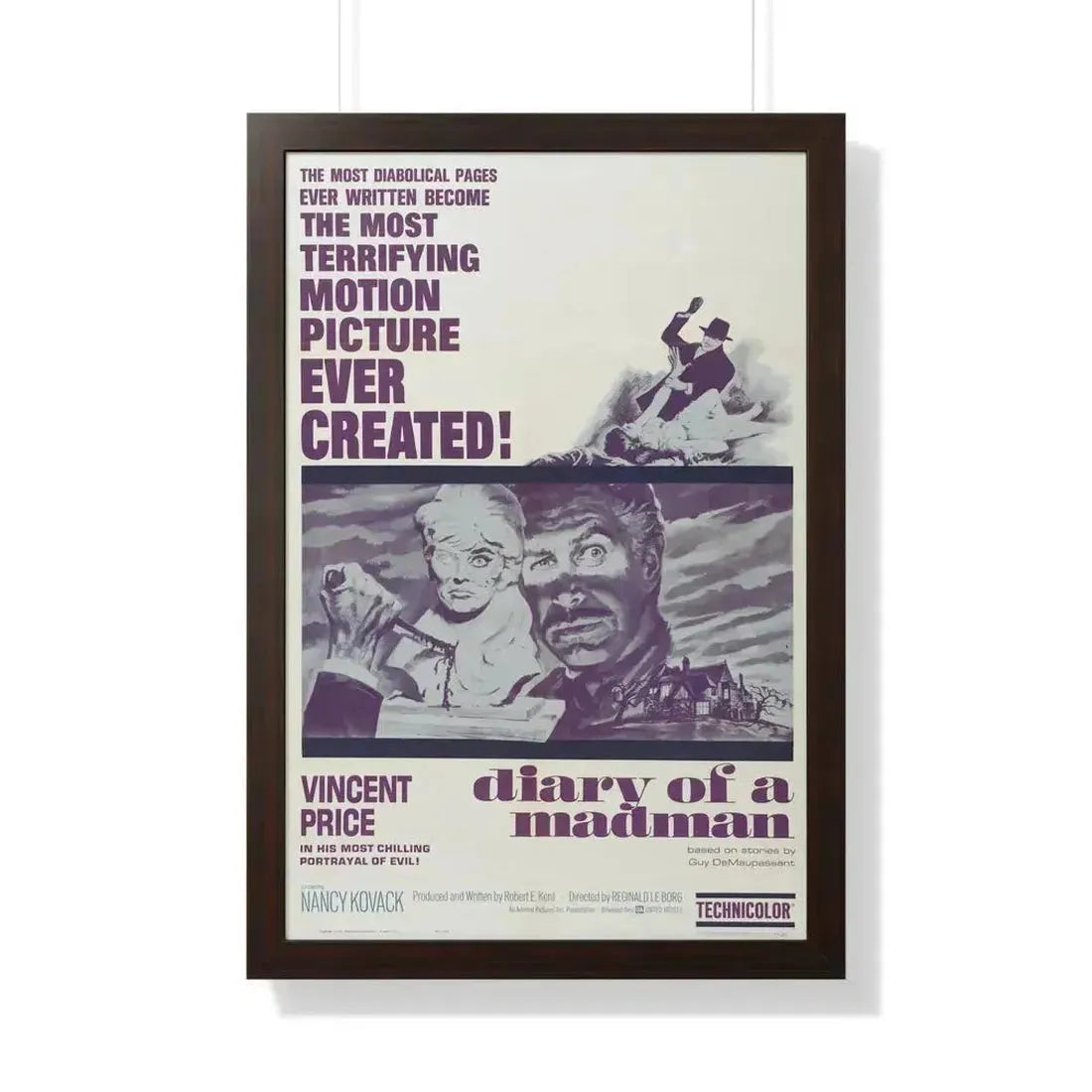 DIARY OF A MADMAN 1963 - Framed Movie Poster 20" x 30" Walnut - The Sticker Space