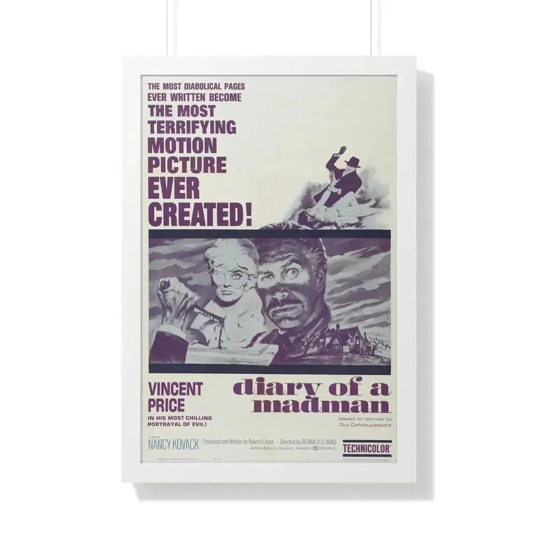 DIARY OF A MADMAN 1963 - Framed Movie Poster 20" x 30" White - The Sticker Space