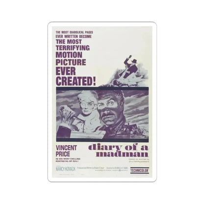 DIARY OF A MADMAN 1963 Movie Poster - STICKER Vinyl Kiss-Cut Decal 2 Inch White - The Sticker Space