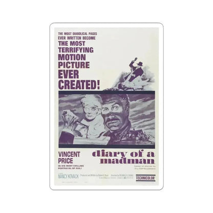 DIARY OF A MADMAN 1963 Movie Poster - STICKER Vinyl Kiss-Cut Decal 3 Inch White - The Sticker Space
