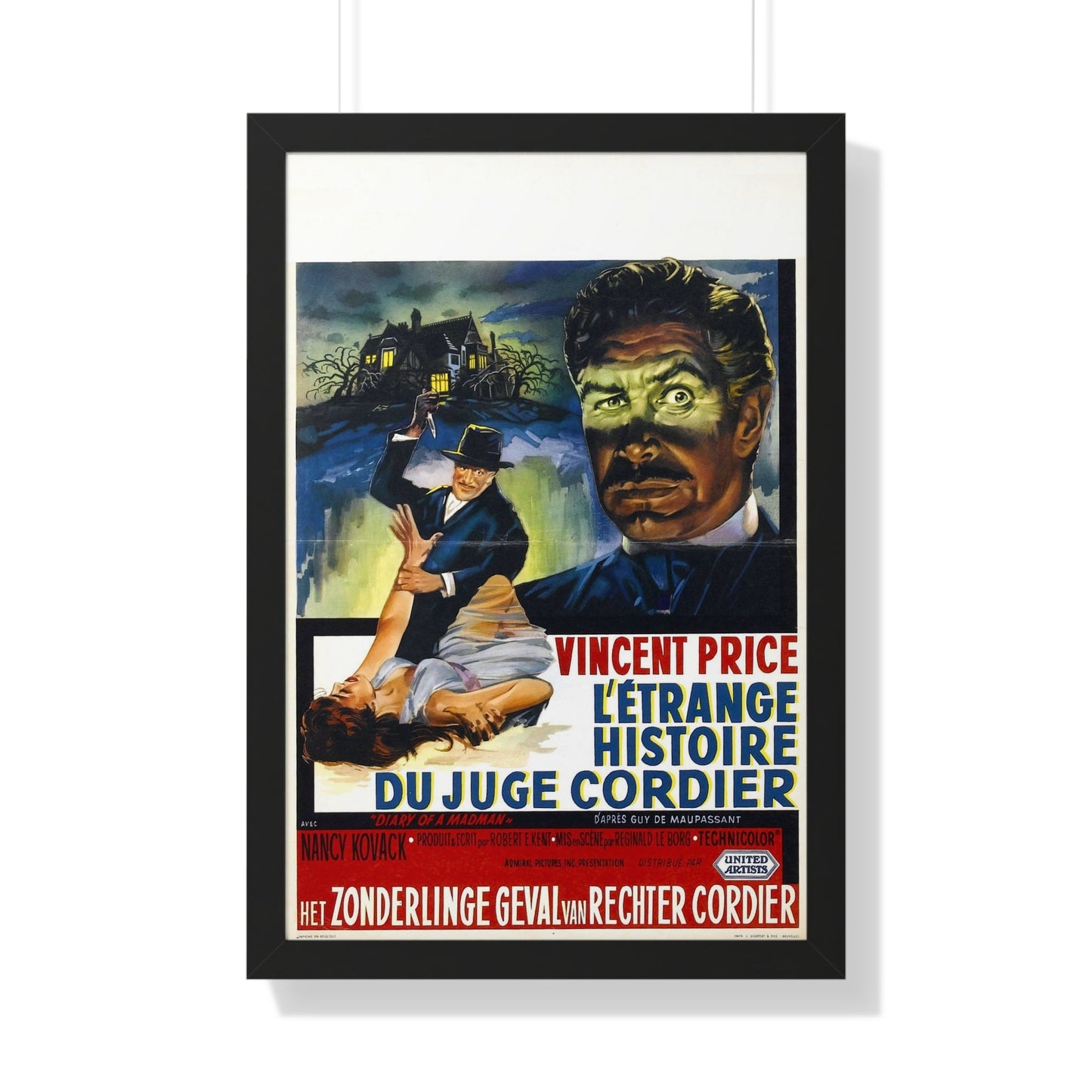 DIARY OF A MADMAN (BELGIAN) 1963 - Framed Movie Poster-20" x 30"-The Sticker Space