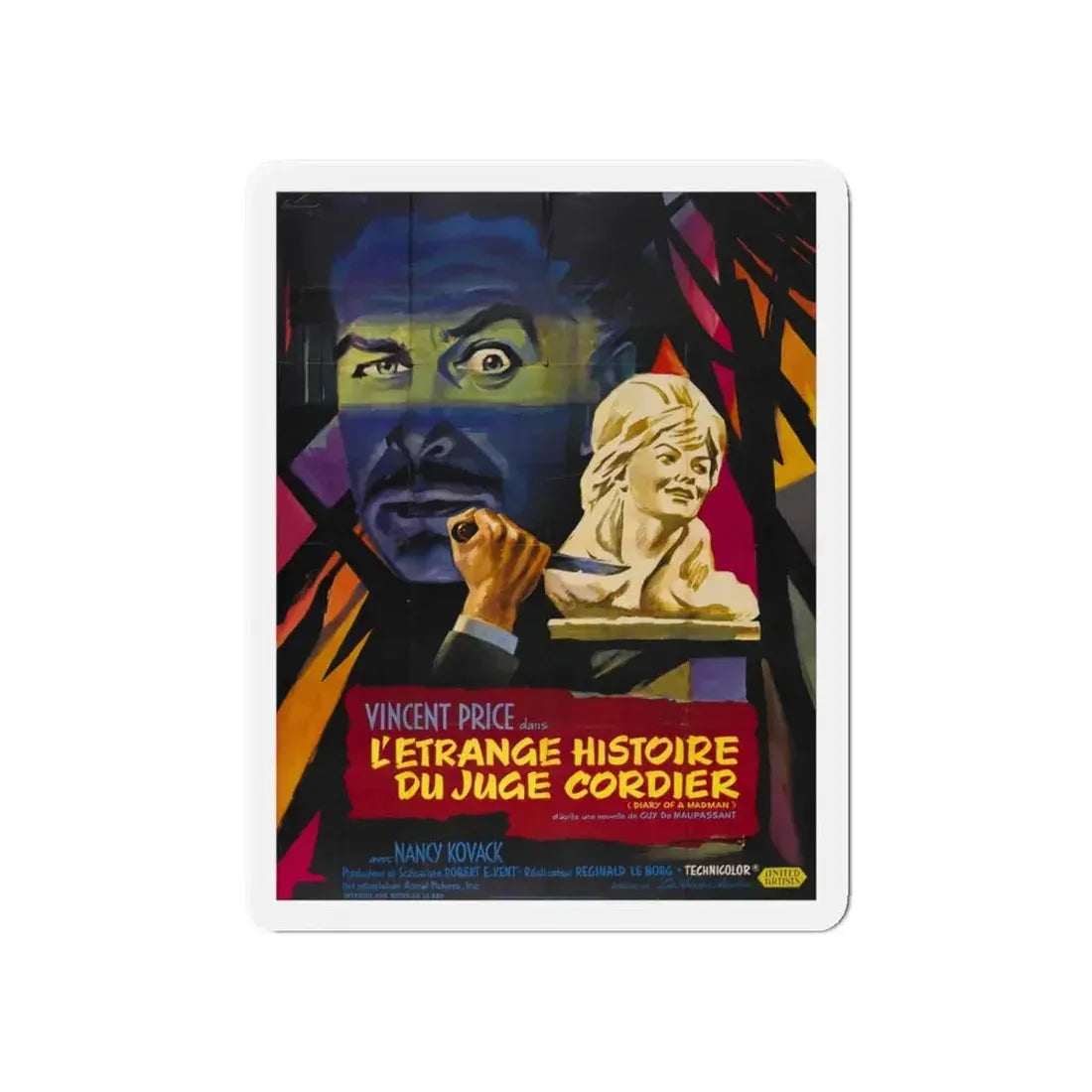 DIARY OF A MADMAN (FRENCH) 1963 Movie Poster - Refrigerator Magnet 6 Inch - The Sticker Space