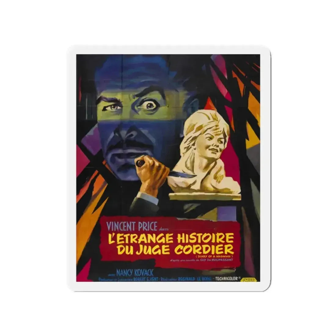 DIARY OF A MADMAN (FRENCH) 1963 Movie Poster - Refrigerator Magnet - The Sticker Space